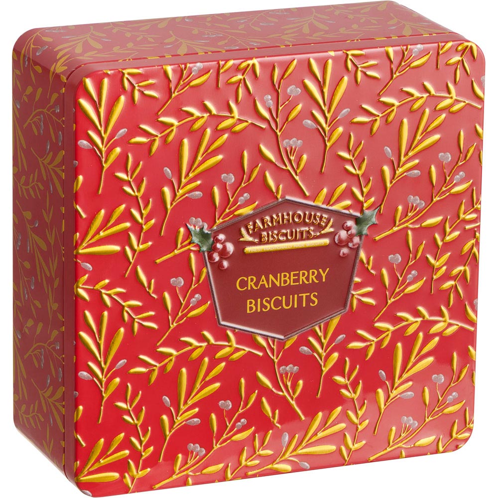 Farmhouse Red Holly Cranberry Biscuits Tin 250g Image 2