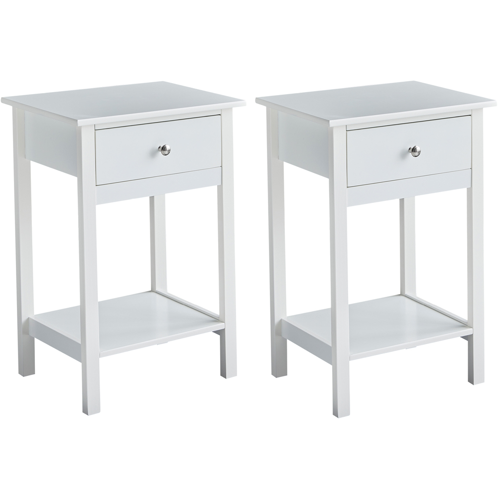 Brooklyn Arlo Single Drawer Single Shelf White Solid Wooden Bedside Table Image 2
