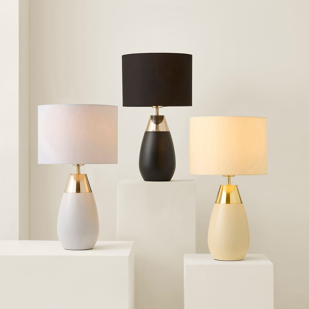 ValueLights Hurst Cream Drum Shade Touch Table Lamp with Bulb Image 6