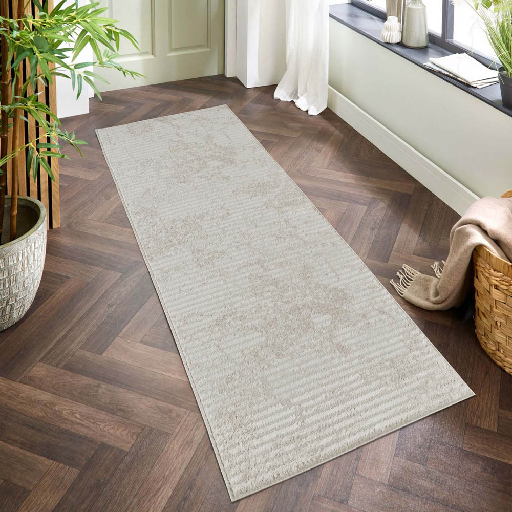 Desire Rugs Perla Beige Modern Abstract Linear Molten Design Rug 60 x 220cm Image 2