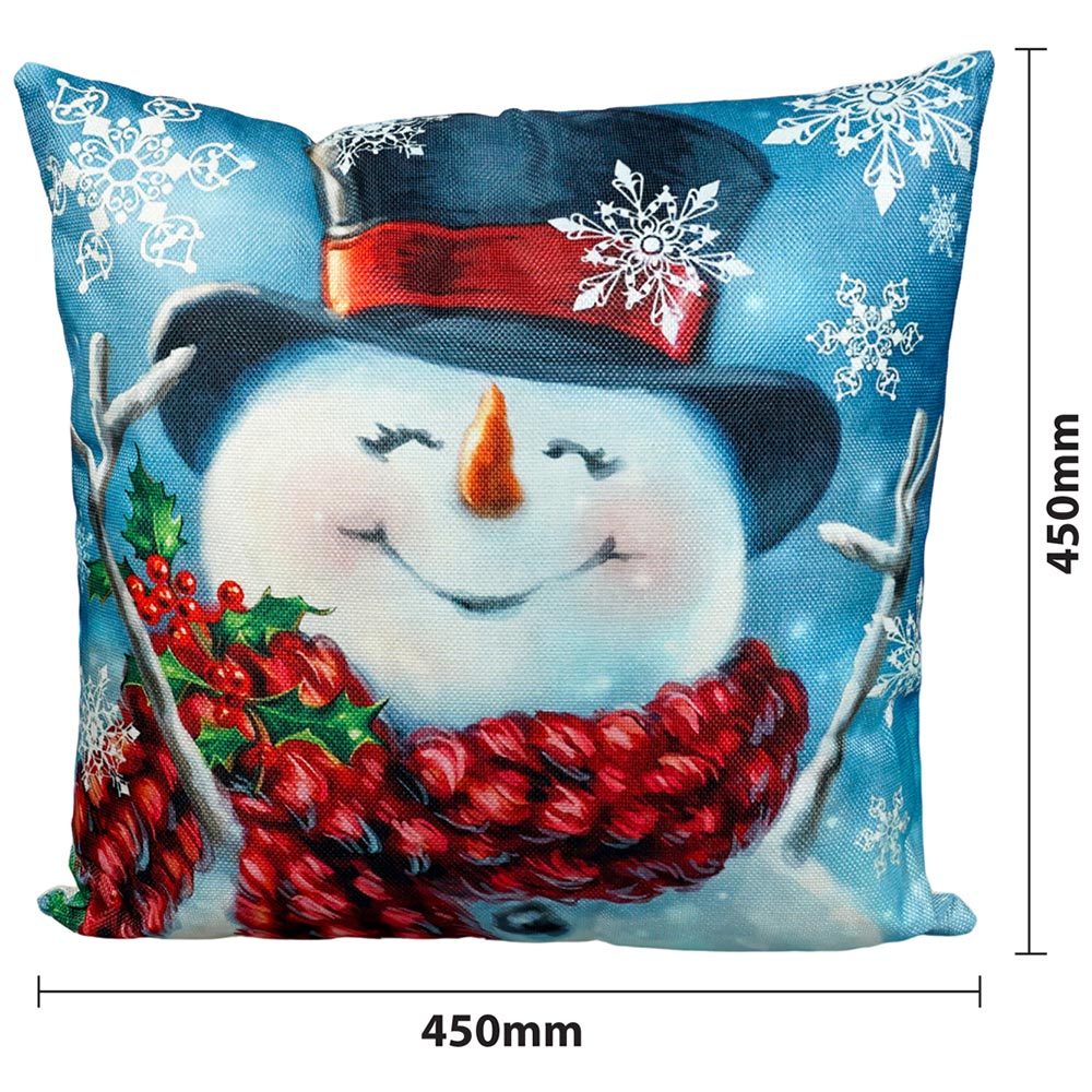 Xmas Haus Christmas-Themed Snowman Cushion 45 x 45cm Image 4