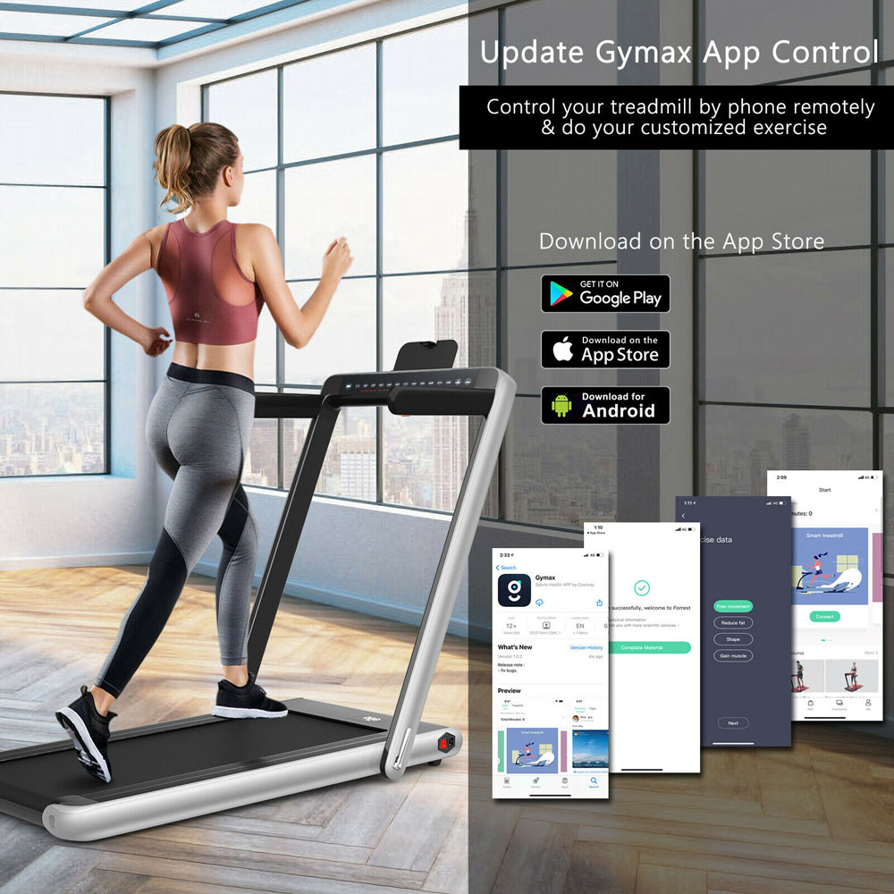Costway 2 in 1 Silver Electric Folding Under Desk Treadmill with Bluetooth Image 7