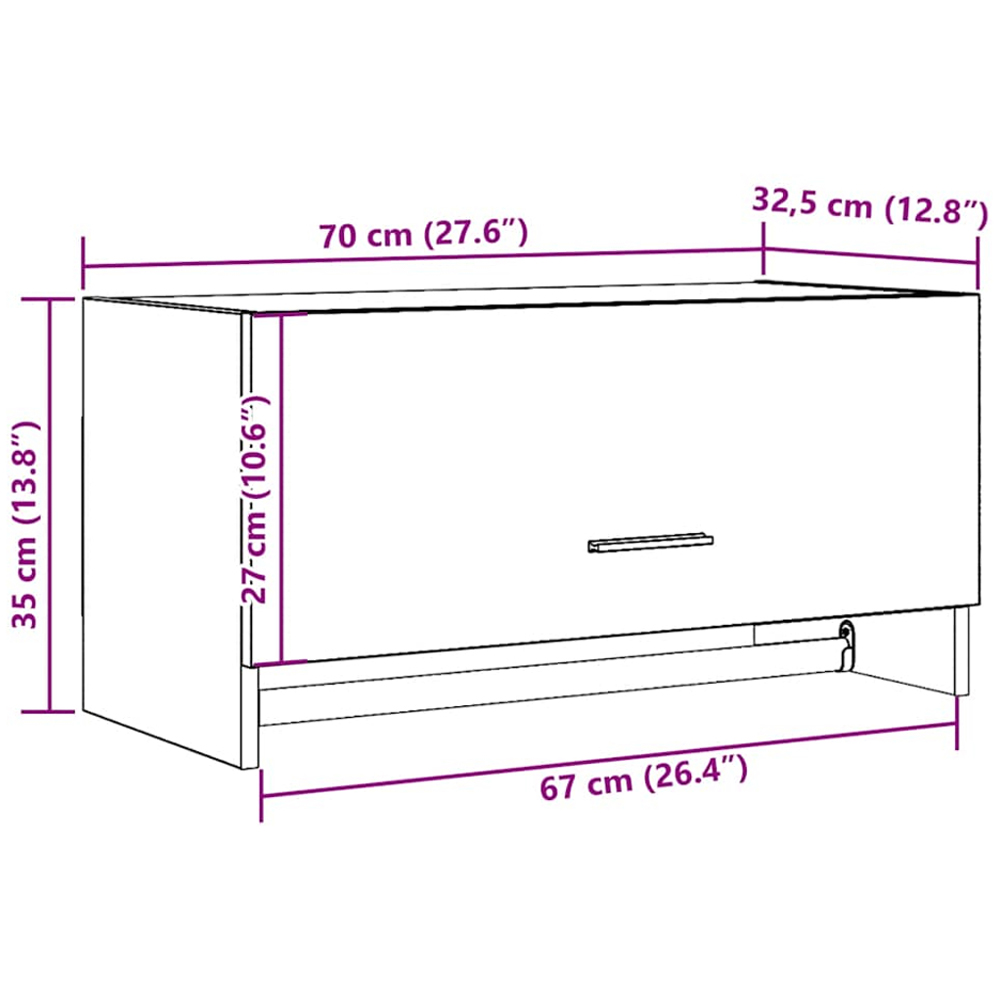 vidaXL Single Drawer Old Wood Wall-Mounted Bathroom Wardrobe with Towel Rail Image 9