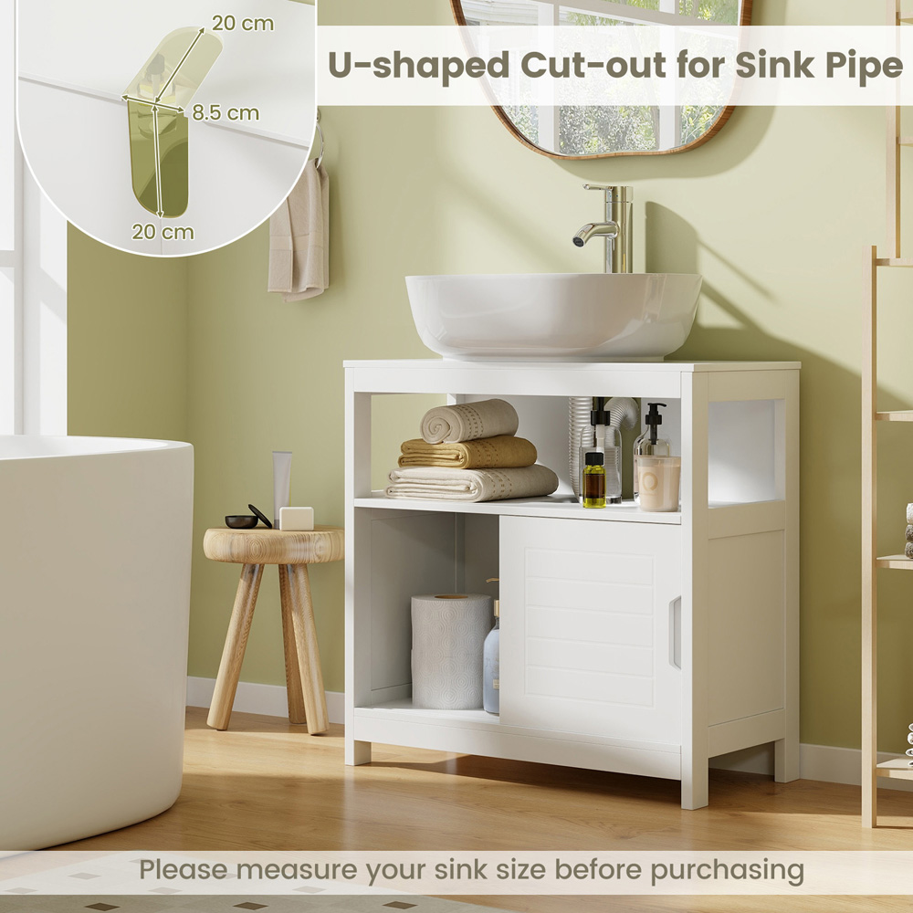 Costway 2 Door Single Shelf White Under Sink Bathroom Cabinet Image 5