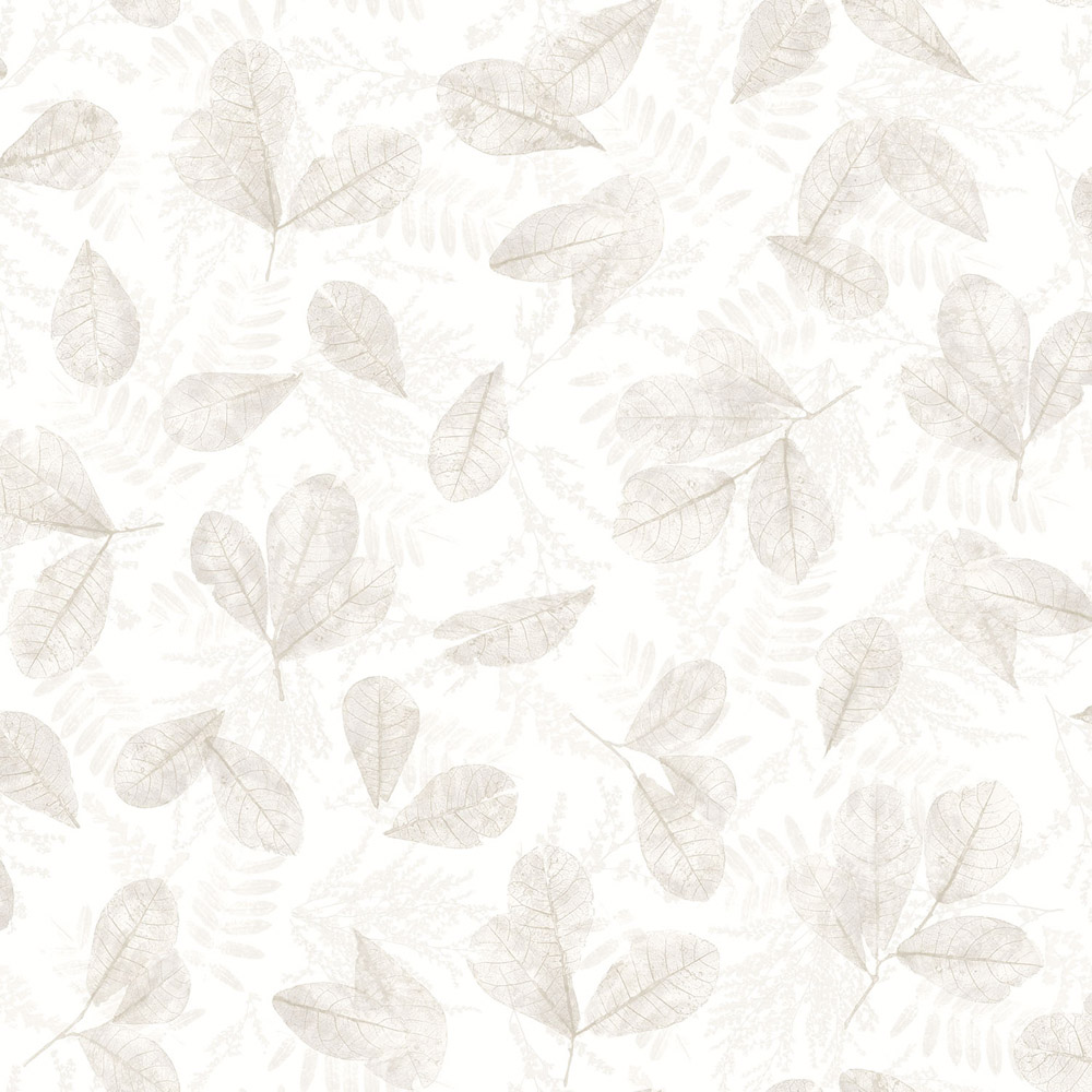 Galerie Evergreen Fossil Leaf Beige Wallpaper Image 1