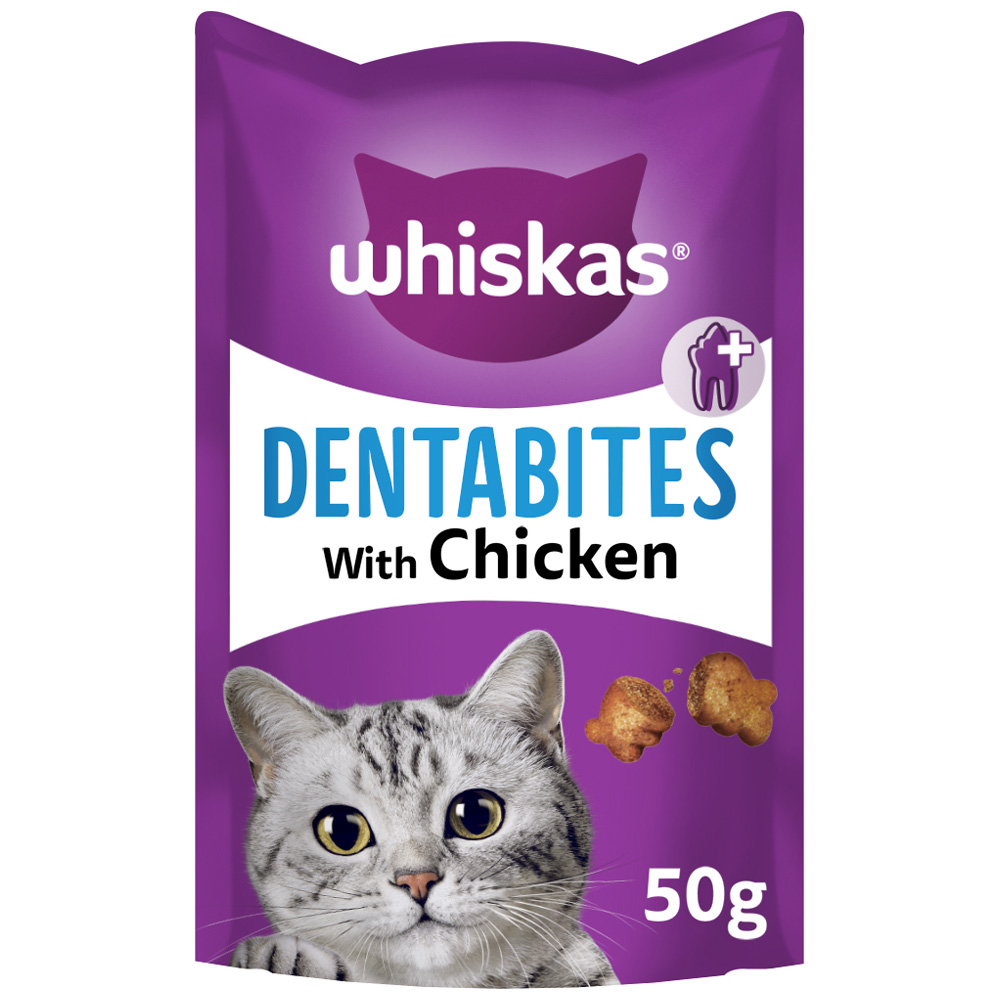 Whiskas Dentabites with Chicken Adult Cat Dental Treat Biscuits 50g Image 1