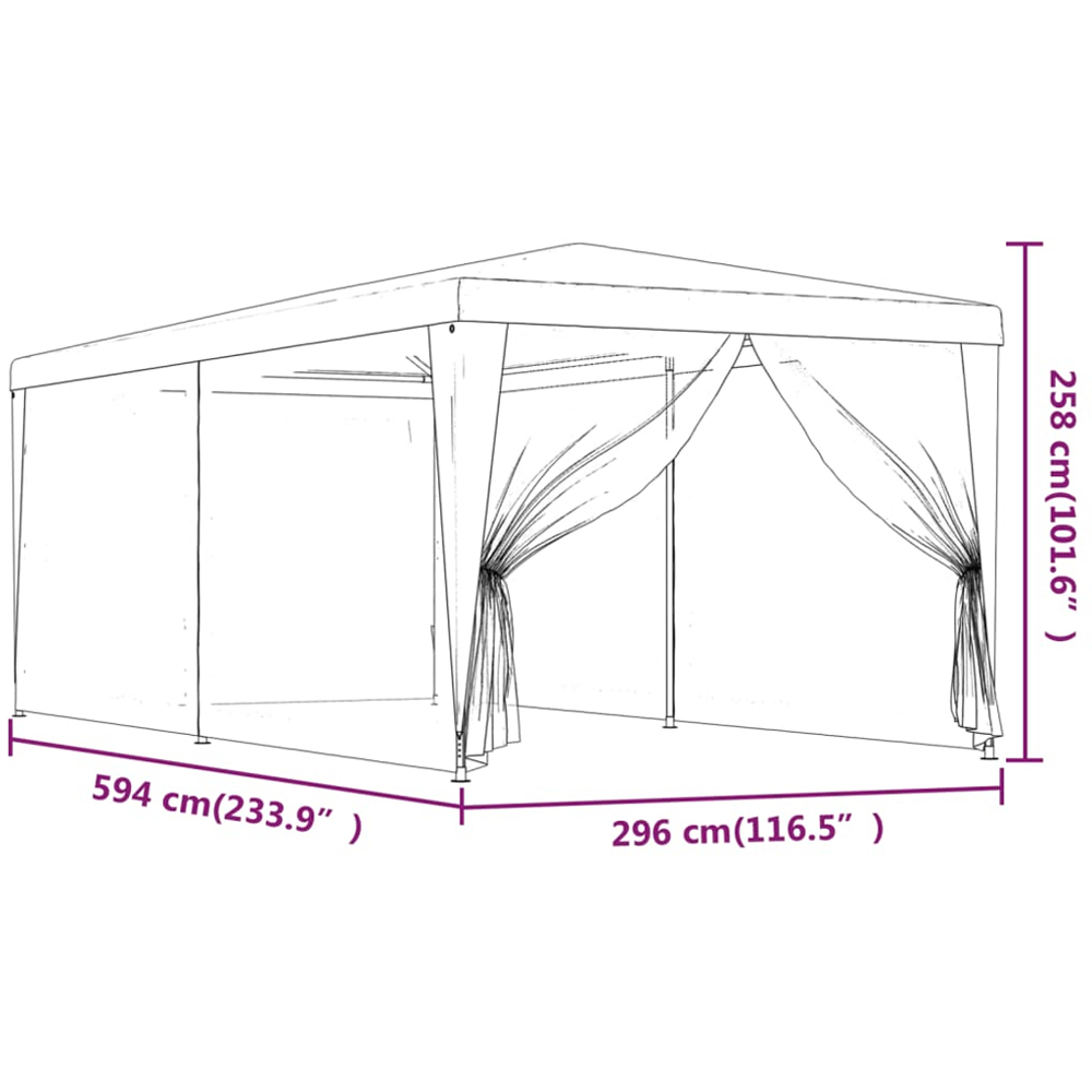 vidaXL 3 x 6m Red Party Tent with Mesh Sidewalls Image 7