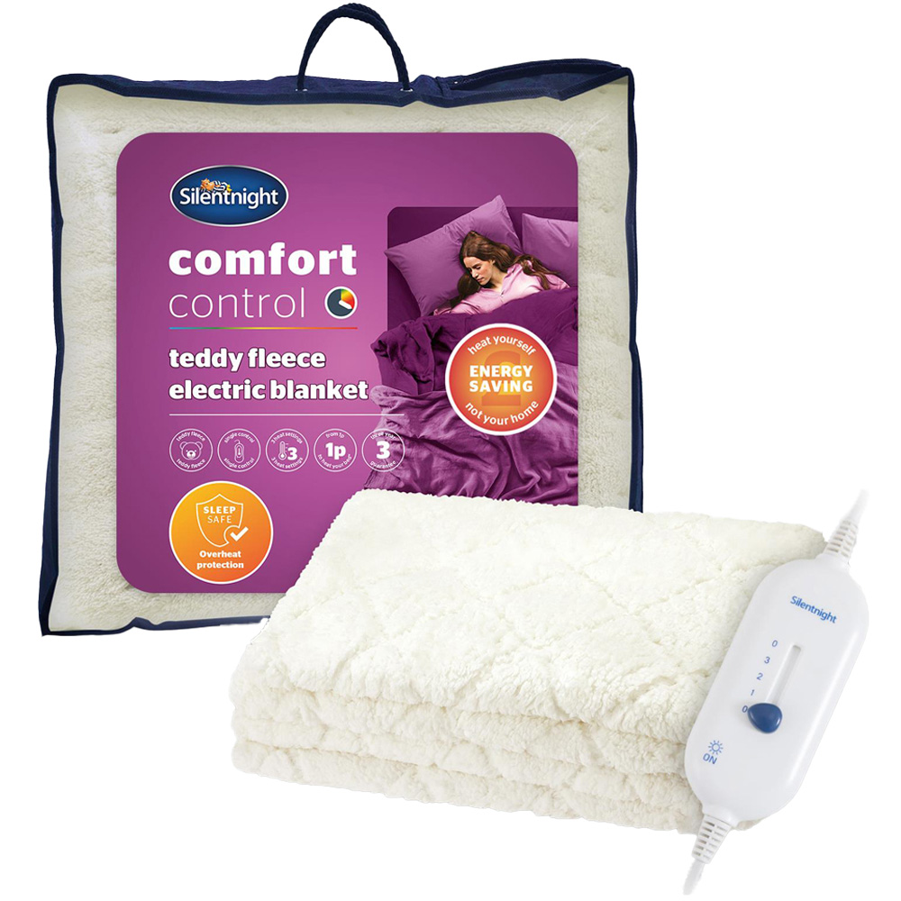 Silent Night Comfort Control King Cream Teddy Fleece Electric Blanket Image 2