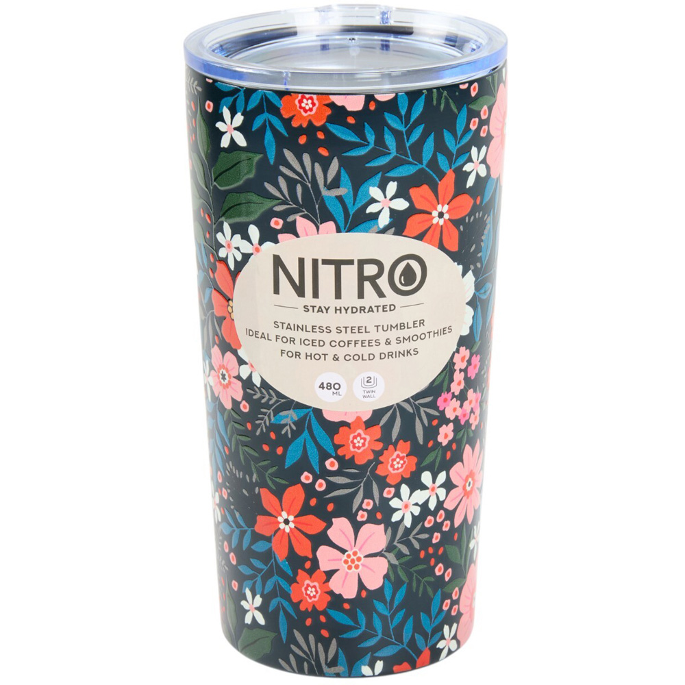 Nitro Stainless Steel Floral Travel Mug Image 1
