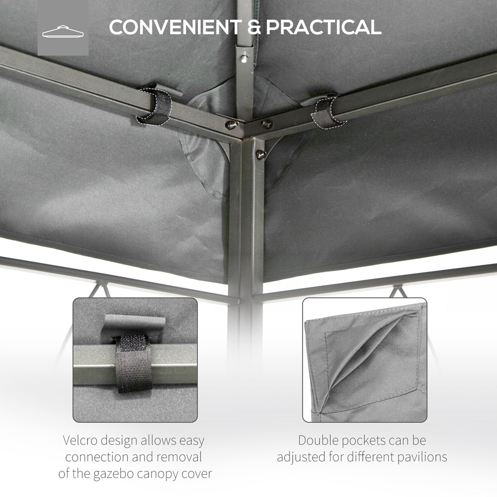 Outsunny 3 x 4m Light Grey Replacement Gazebo Canopy Image 6