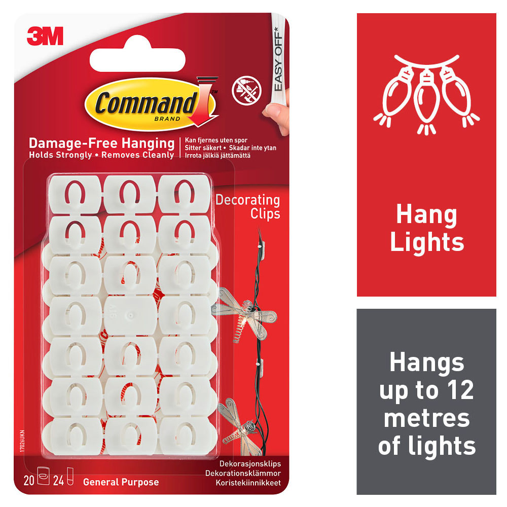 Command White Self Adhesive Decorating Clips 20 Pack Image 1