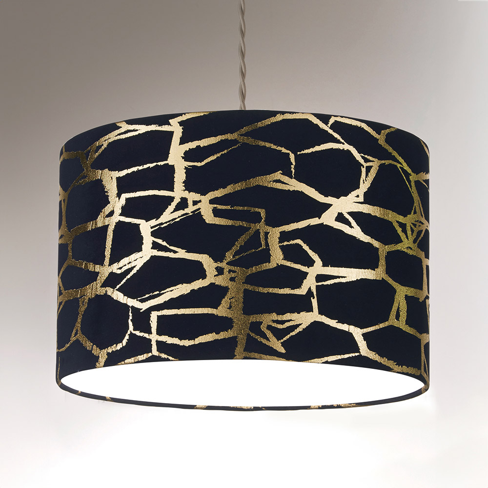 Keira Pendant Shade – Navy/Gold Image 2