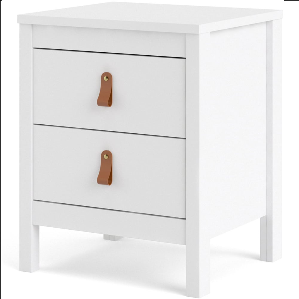 Florence Barcelona 2 Drawer White Bedside Table Image 3