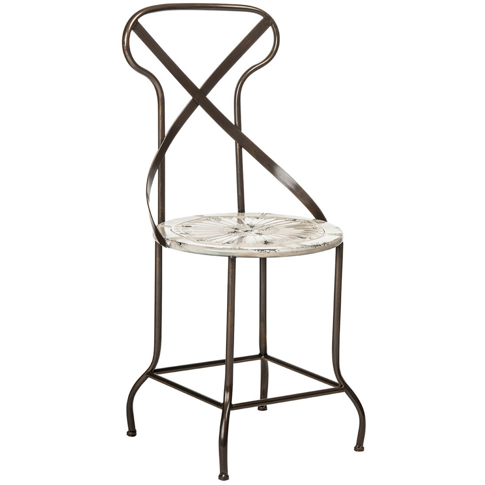 Premier Housewares Artisan Cream Seat Metal Chair Image 2