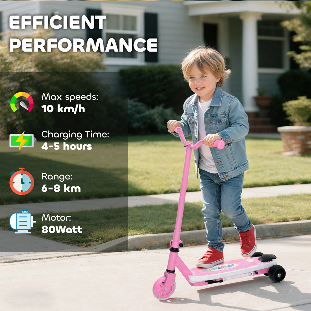 Tommy Toys AIYAPLAY Pink Electronic Ride-On Scooter with Auxiliary Rear Wheels Image 6