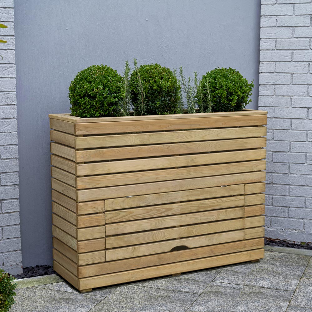 Forest Garden Wooden Tall Linear Planter with Storage Image 2