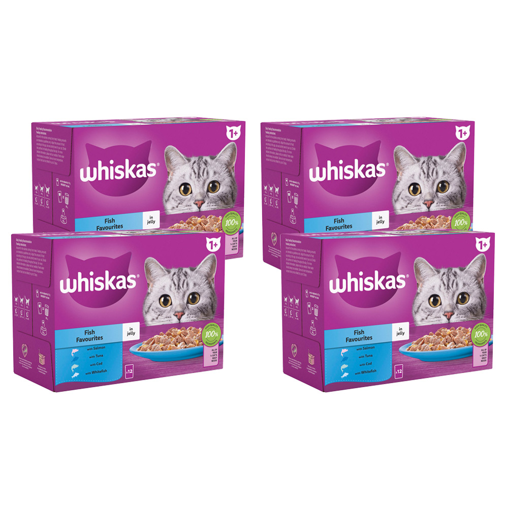 Whiskas Fish in Jelly Adult Wet Cat Food Pouches 85g Case of 4 x 12 Pack Image 1
