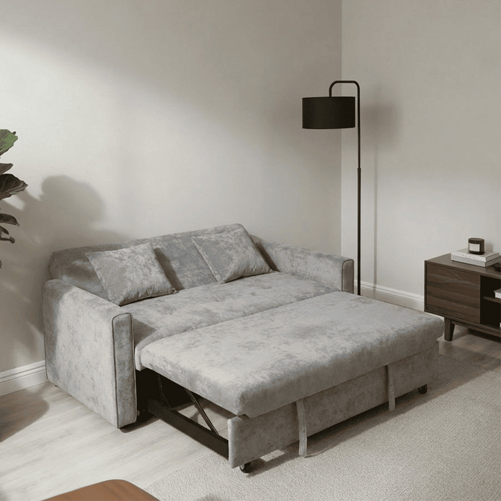 Home Source Charleston 3 Seater Grey Velvet Sofa Bed Image 7