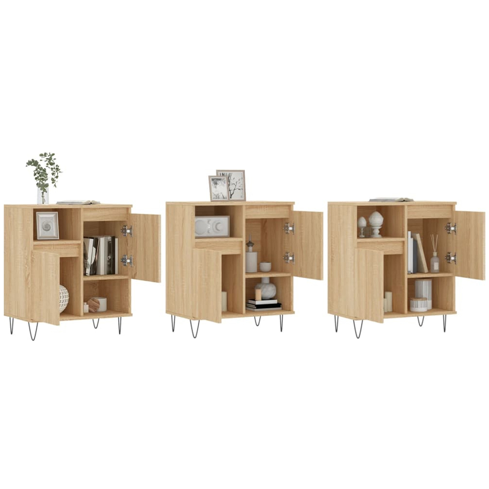 vidaXL 2 Door 2 Shelf Sonoma Oak Sideboard Set of 3 Image 3