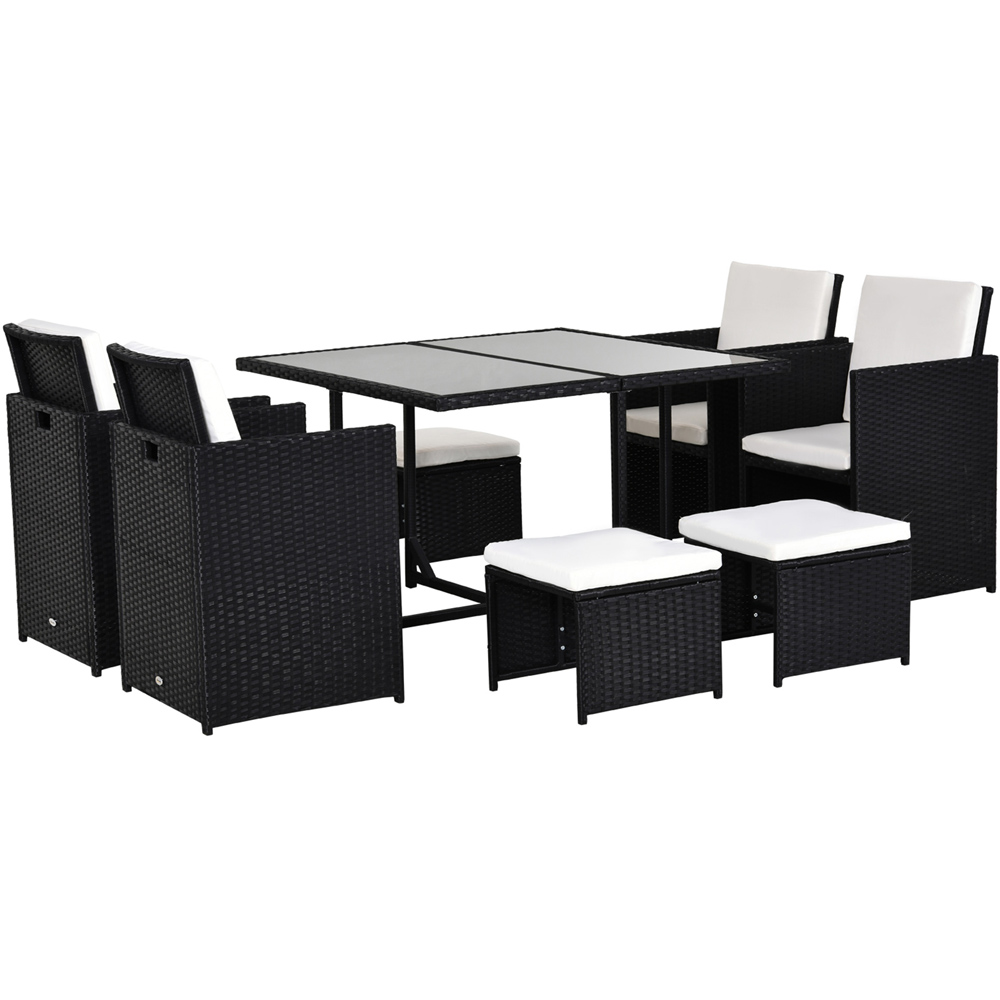 Outsunny 8 Seater Outdoor Dining Set Black with Stool Image 2