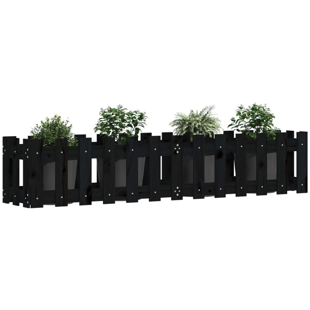 vidaXL Black Solid Pine Wood Raised Garden Bed 30 x 150 x 30cm Image 2