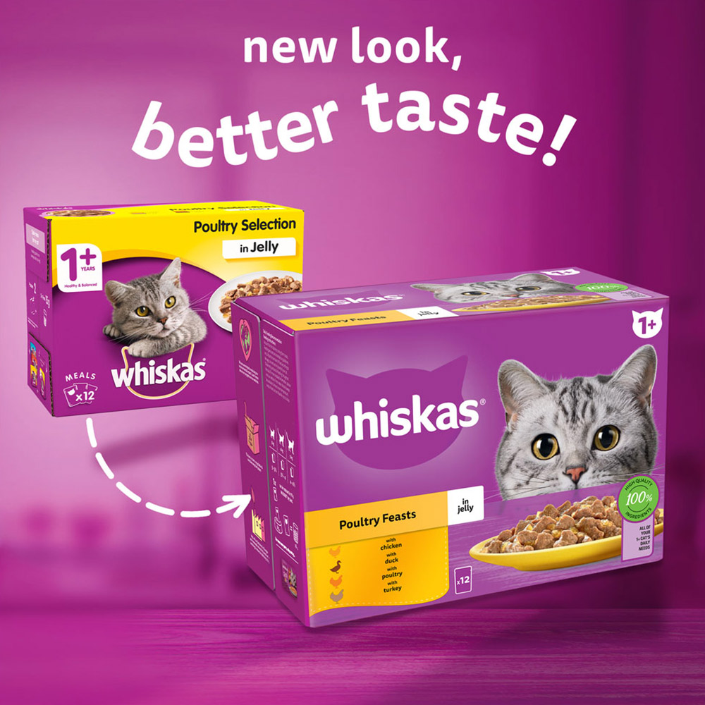 Whiskas Poultry in Jelly Adult Wet Cat Food Pouches 85g Case of 4 x 12 Pack Image 9