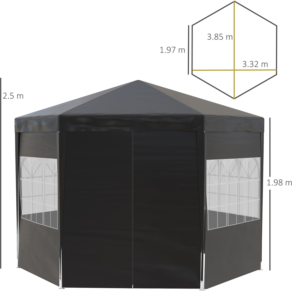 Outsunny 4m Black Hexagonal Gazebo with Removable Side Walls Image 7