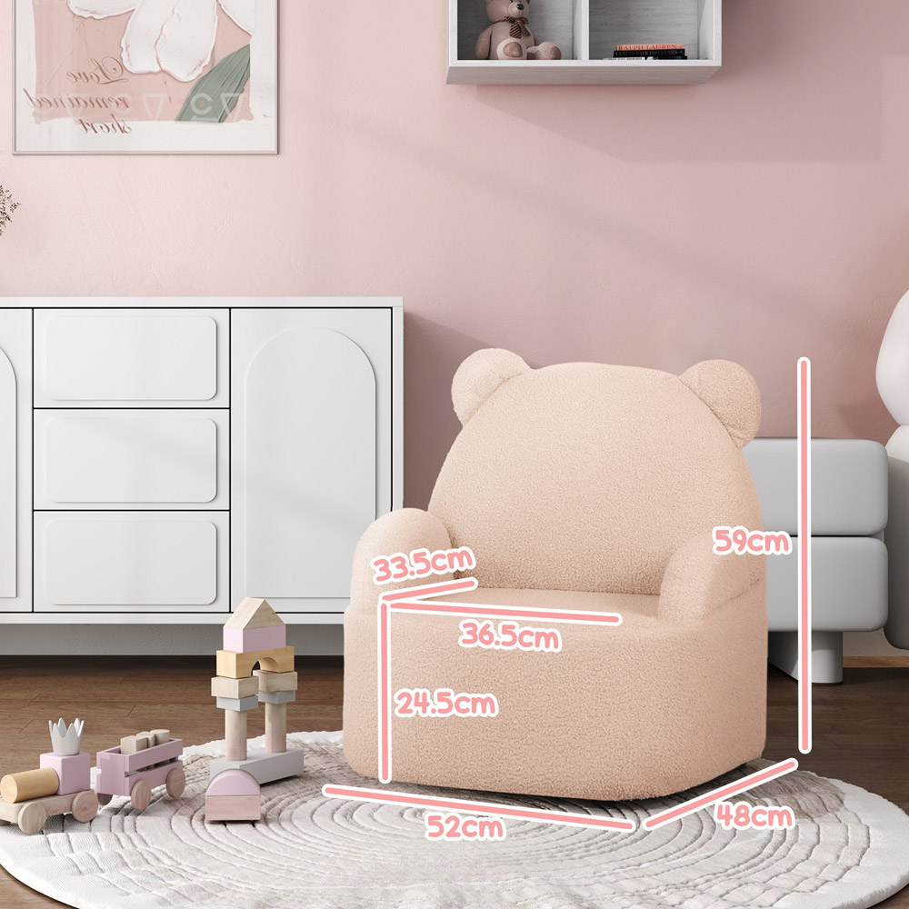 AIYAPLAY Pink Bear Shaped Kids Armchair Image 7