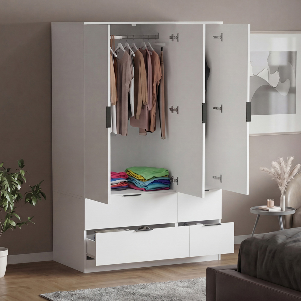 VIDA DESIGNS Trega 3 Door 4 Drawer White Wardrobe Image 4