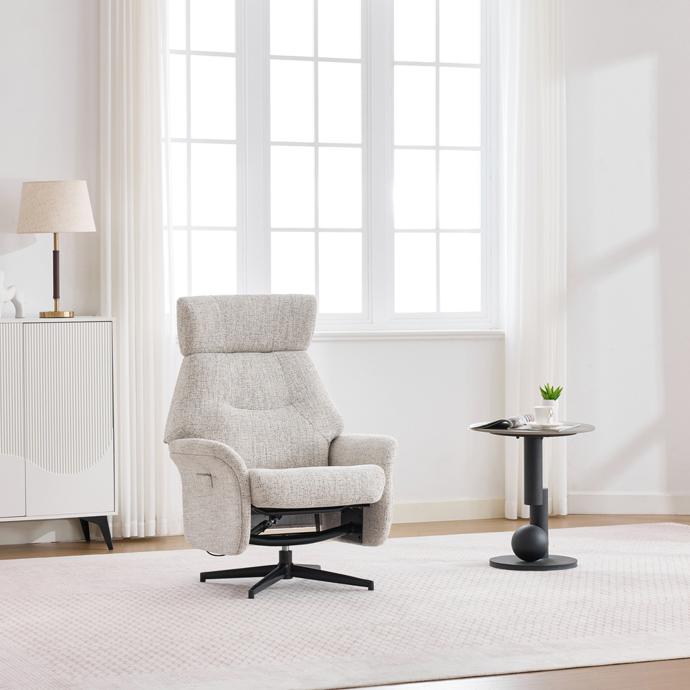 Queensbridge Beige Swivel Chair and Footstool Image 3