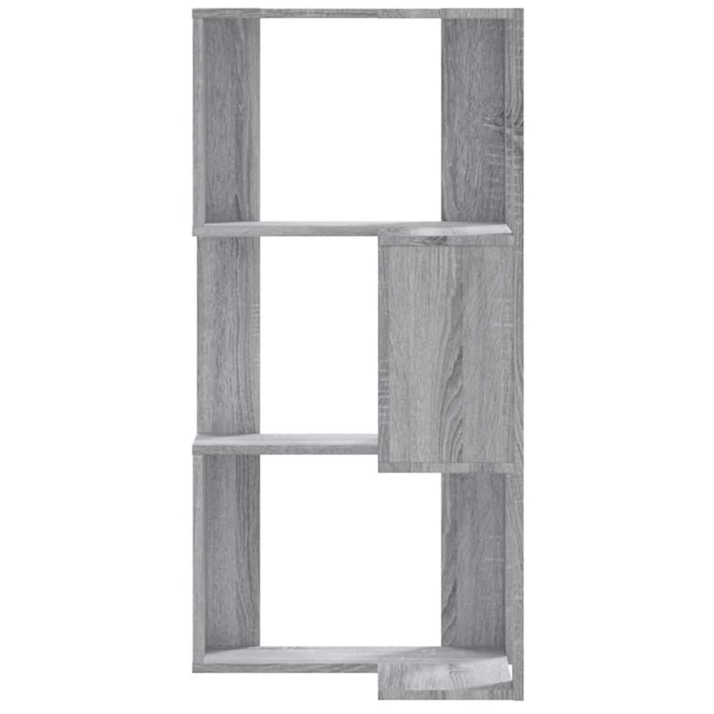 vidaXL 3 Shelf Grey Sonoma Corner Bookcase Image 4