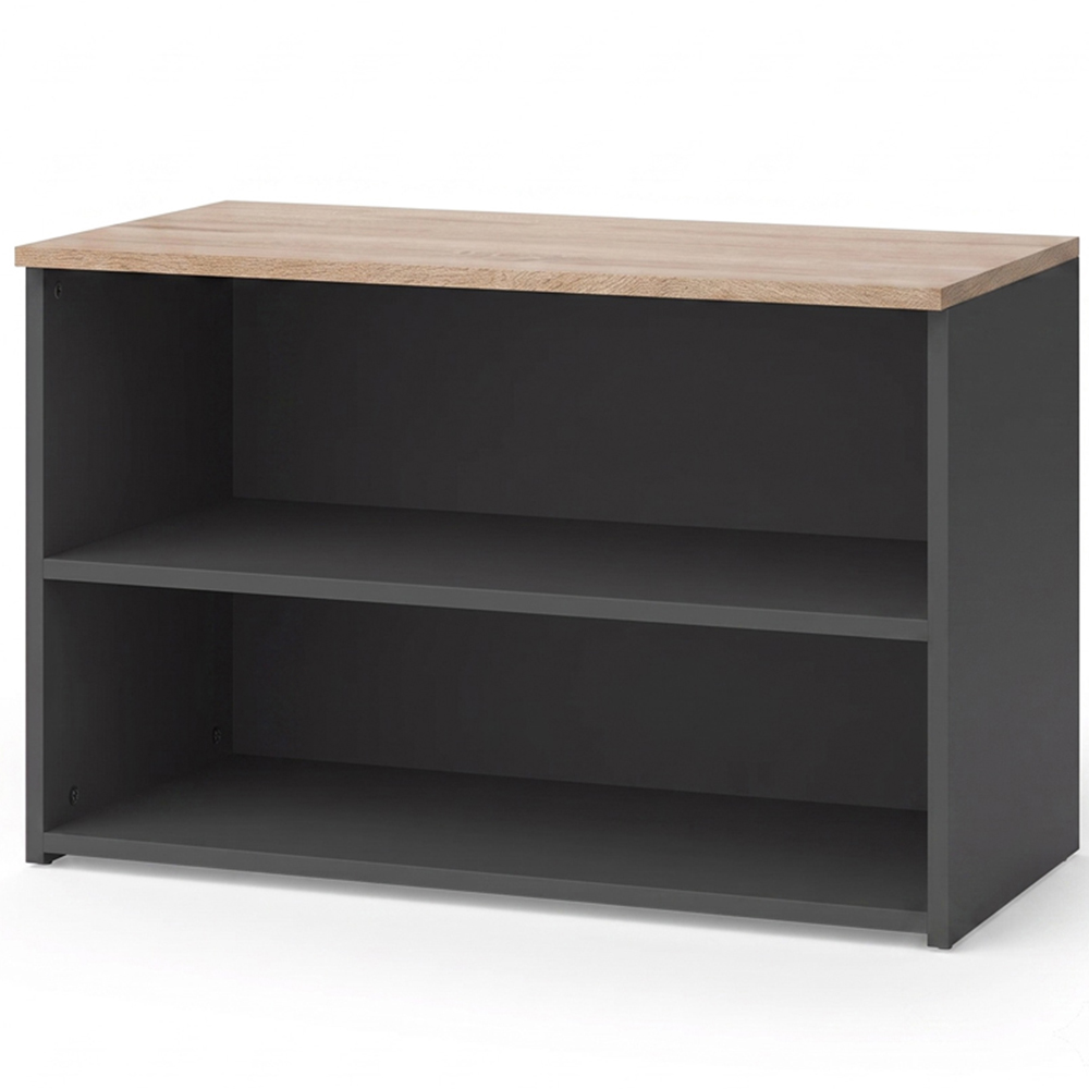 Shefa Line MODU 80 2 Shelf Graphite and Wotan Oak Open Storage Unit Image 2