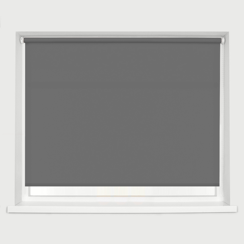 Caecus Straight Edge Roller Blind Charcoal Grey 240cm Image 1