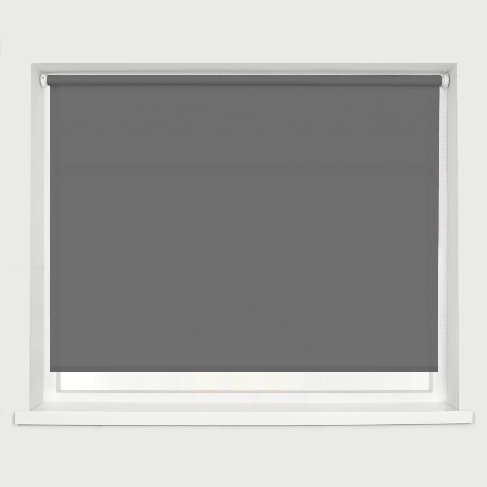 Caecus Straight Edge Roller Blind Charcoal Grey 210cm Image 1