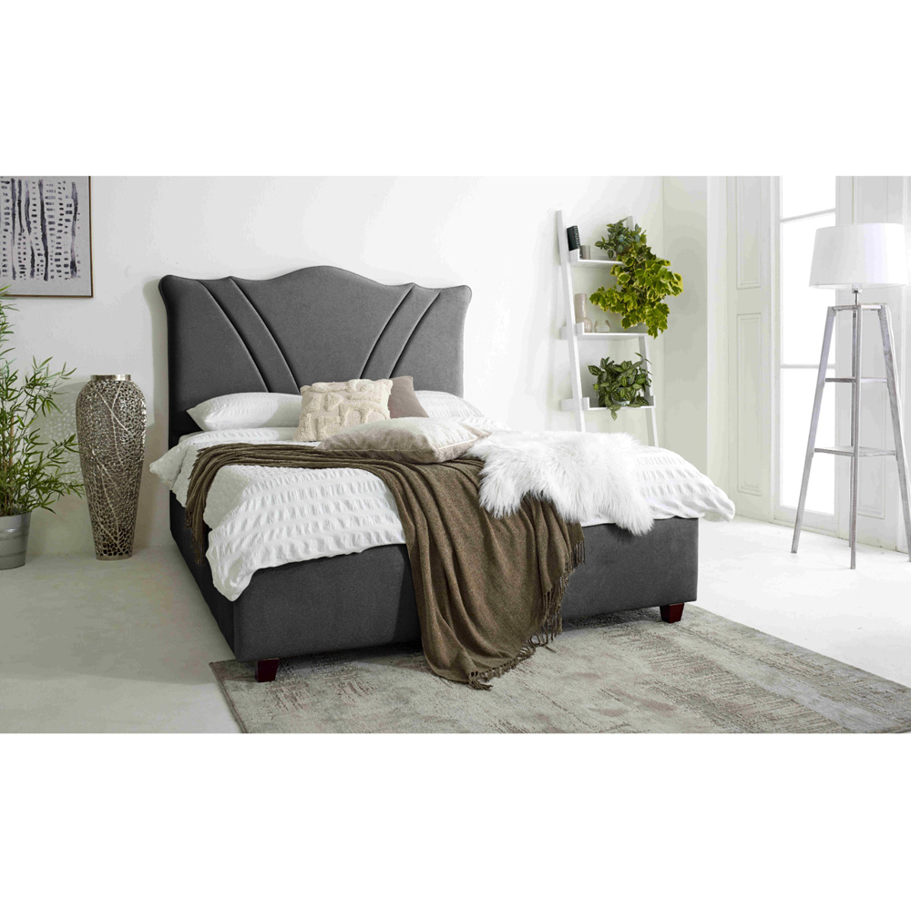 Eleganza Amaya Super King Size Steel Arlington Fabric Bed Frame with Curved Headboard Image 6