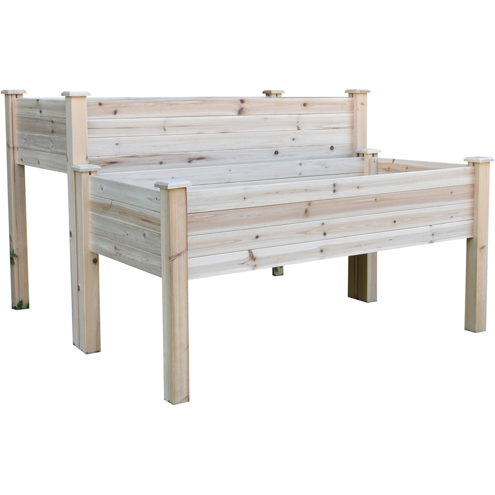 Outsunny Wooden Indoor and Outdoor 2-Tier Raised Planter Bed Image 1