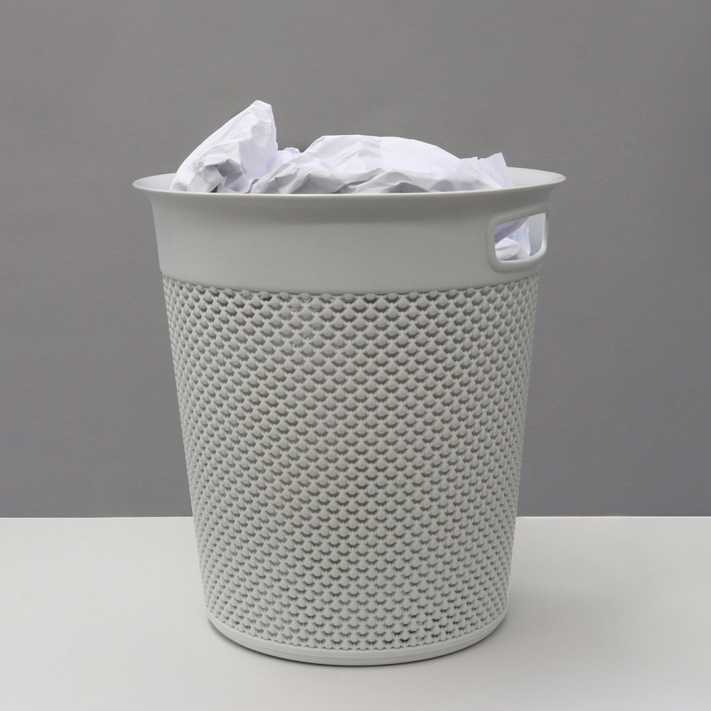 JVL Droplette 12L Ice Grey Waste Paper Bin Image 2