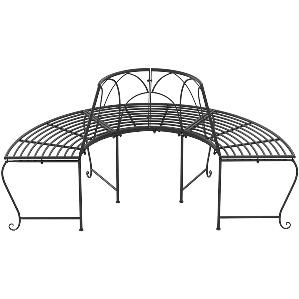 vidaXL Black Steel Half Round Circular Tree Image 5