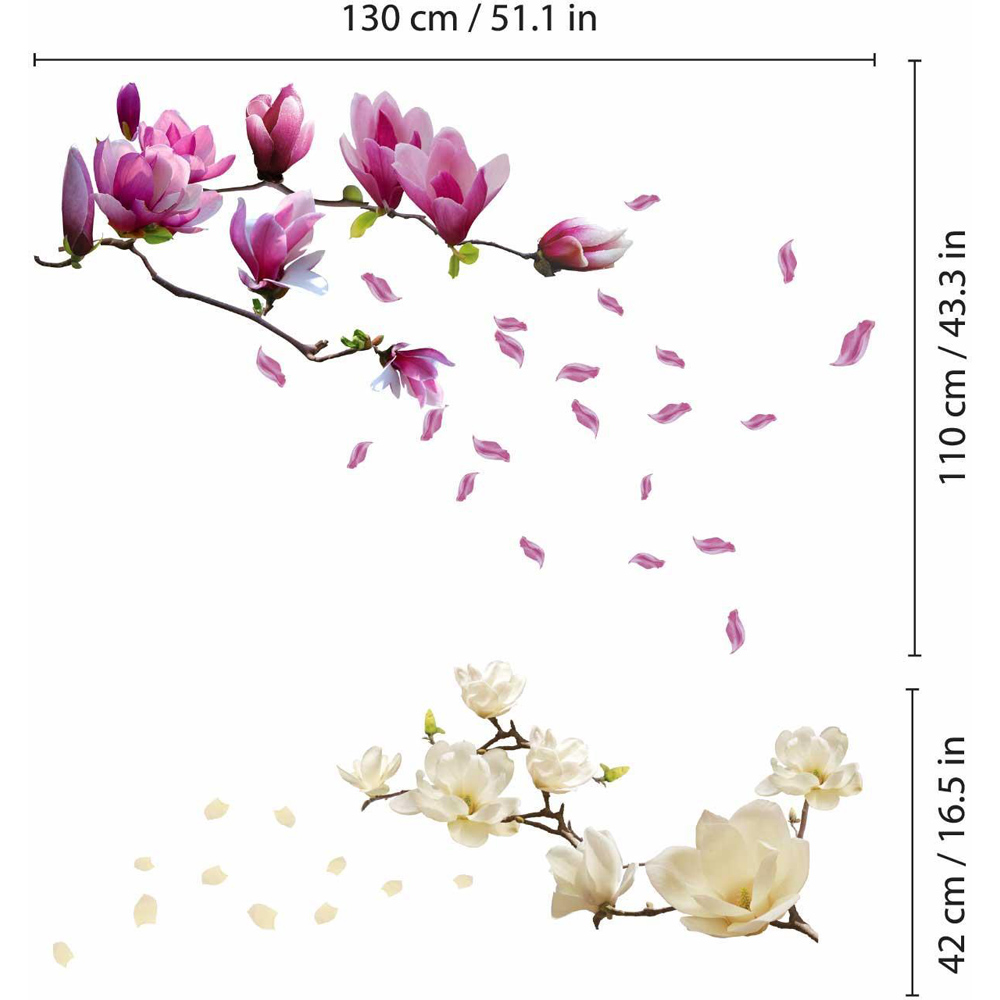 Walplus Flower Theme Magnolia White and Pink Self Adhesive Wall Stickers Image 4