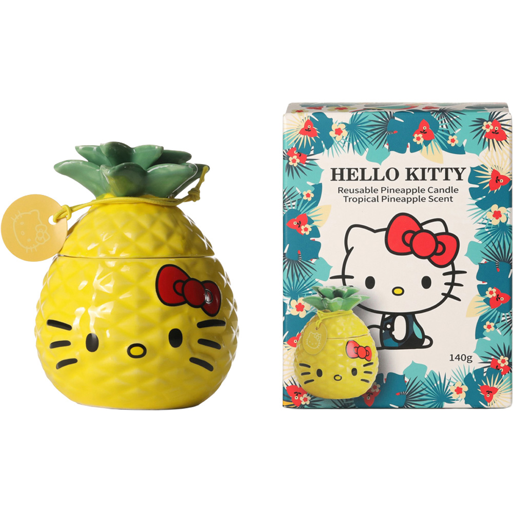 Hello Kitty Seasons Summer Themed Tropical Pineapple Scented Candle with Reusable Jar Image 2