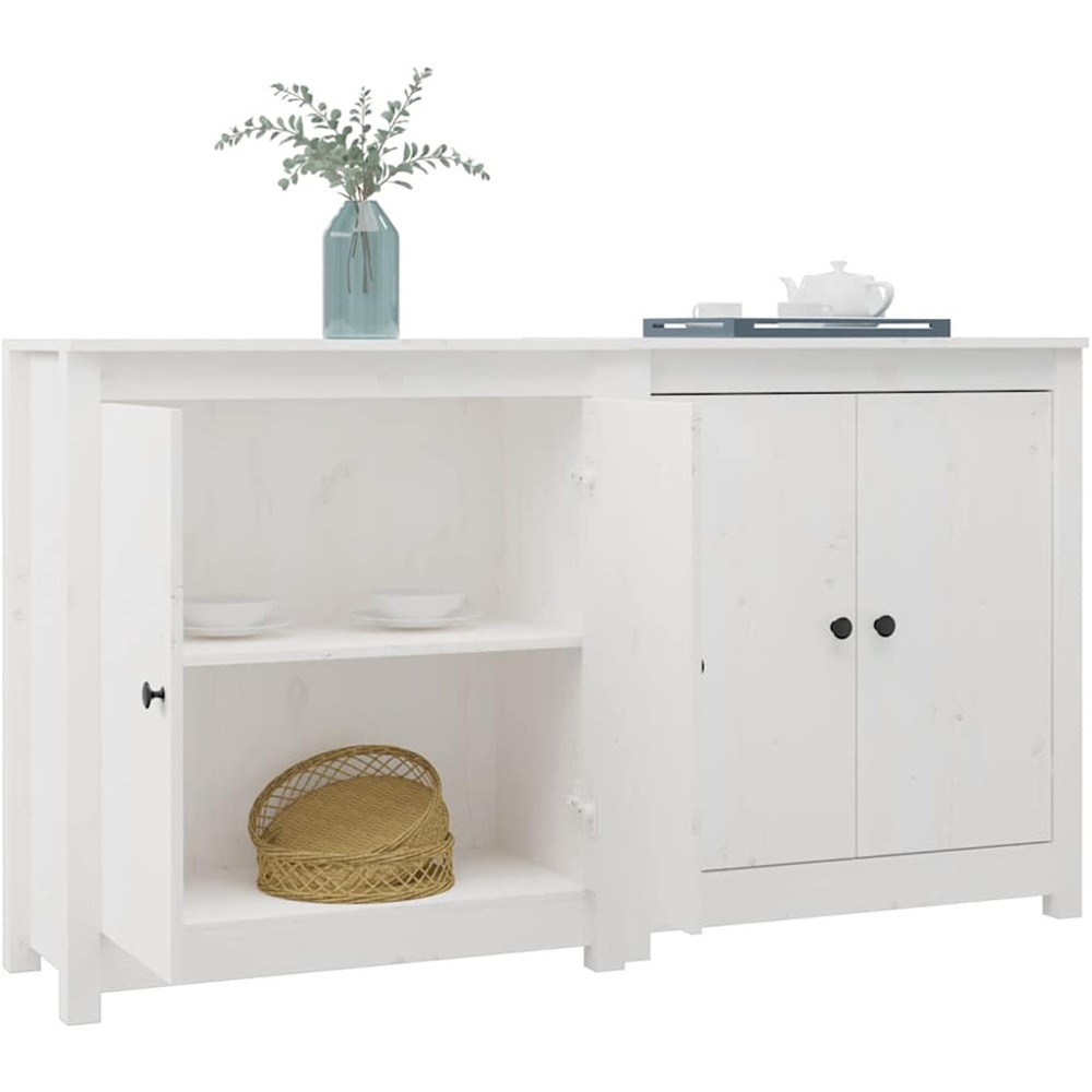 vidaXL 4 Door White Solid Pine Wood Sideboard Image 3