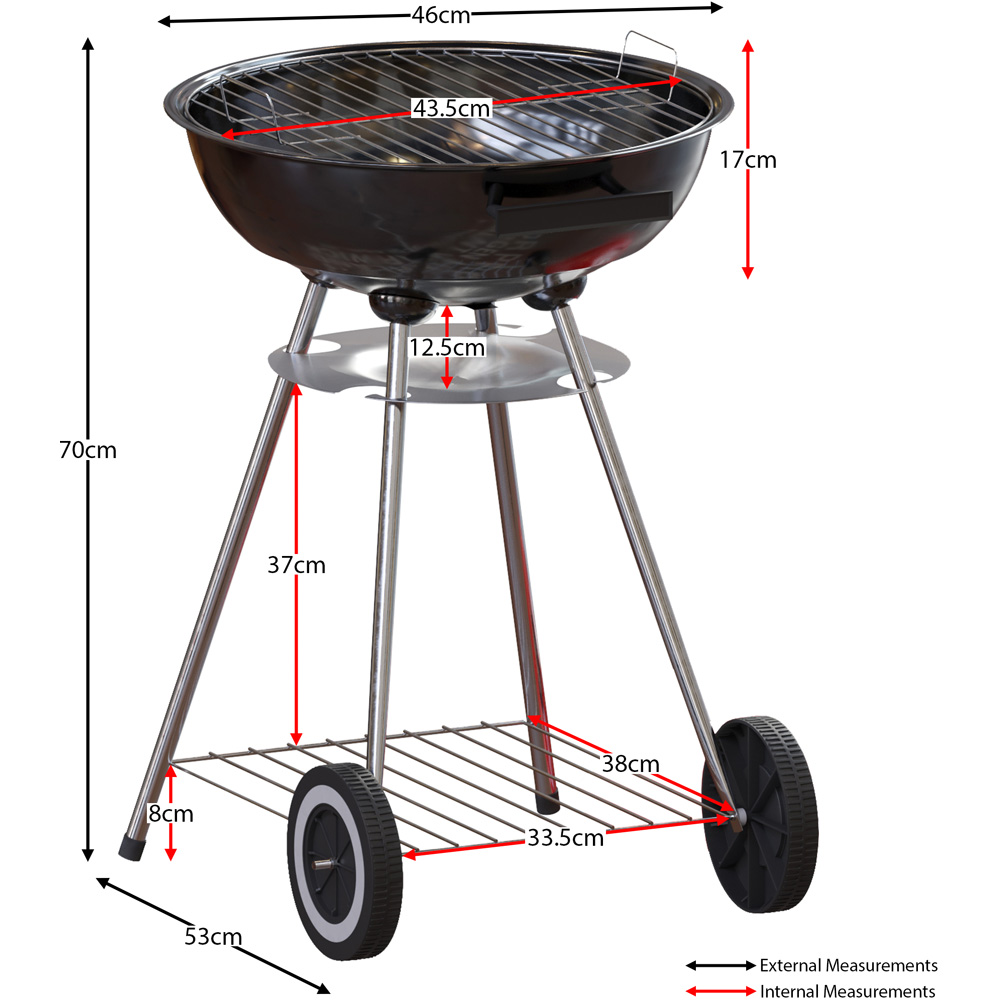 Garden Vida Memphis Red and Black Freestanding Kettle Grill BBQ Image 9