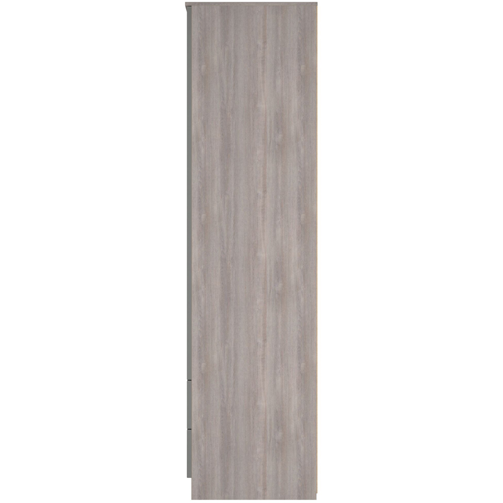 Crowndale Milan 2 Door 2 Drawer Grey Gloss and Grey Oak Tall Wardrobe Ready Assembled Image 3