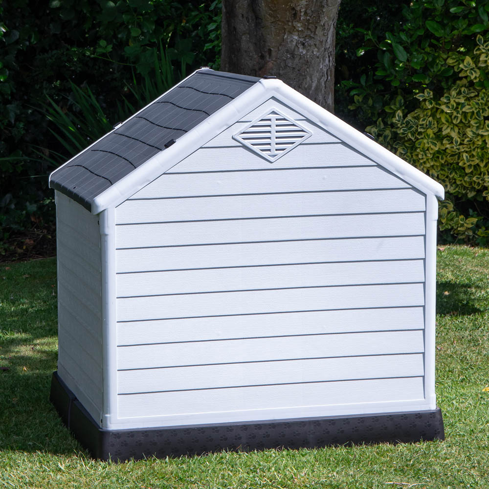 Samuel Alexander Large Grey Outdoor Plastic Dog House with Raised Bed 99 x 92cm Image 8