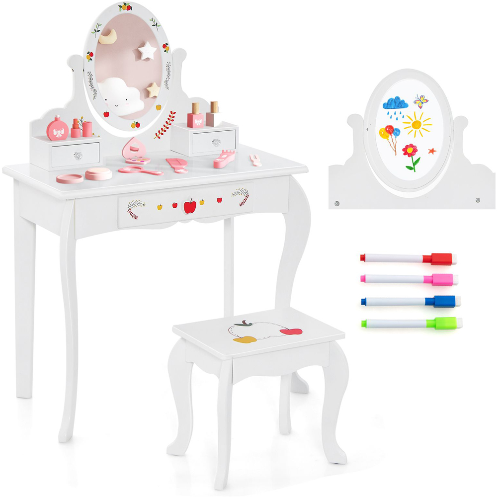 Costway White Princess Vanity Playset Image 2