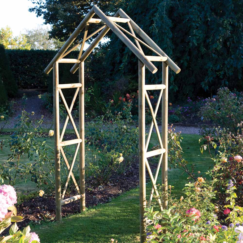 Rowlinson 5 x 1.5ft Rustic Arch with Trellis Sides Image