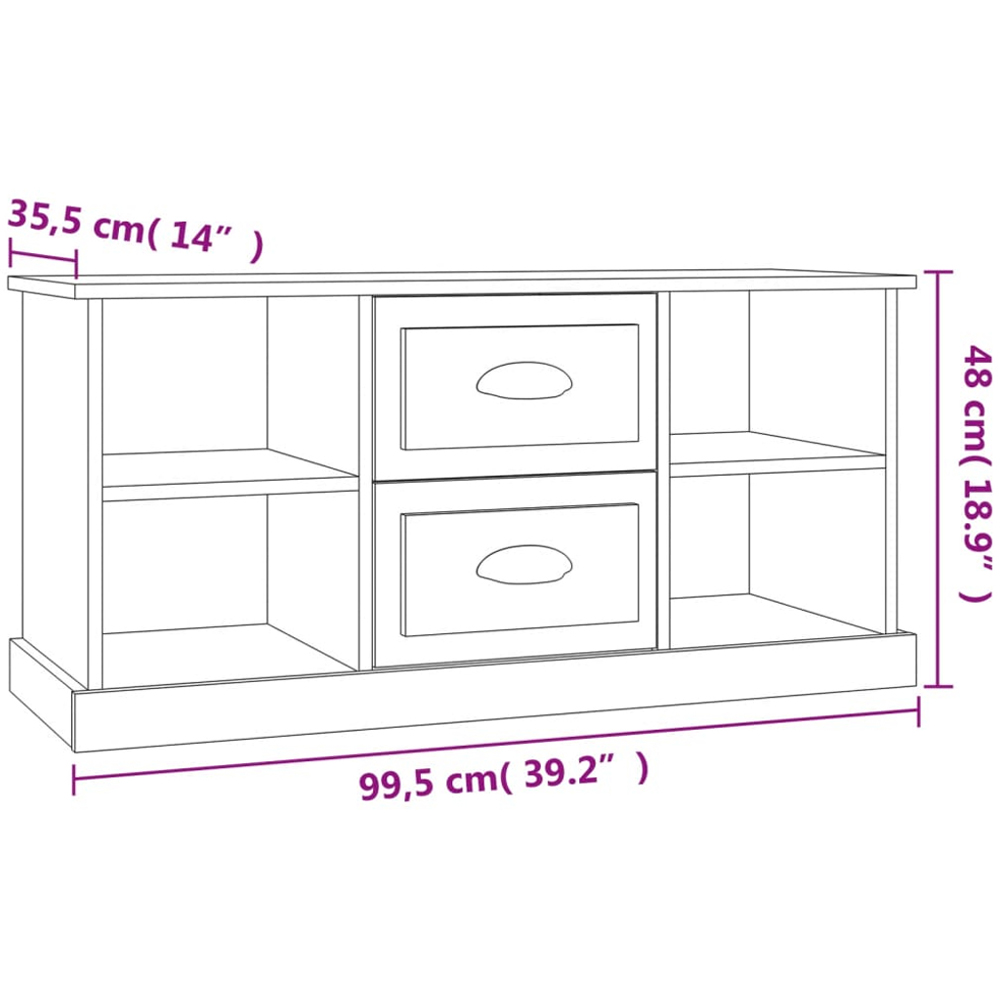 vidaXL 2 Drawer 4 Shelf White TV Cabinet Image 9