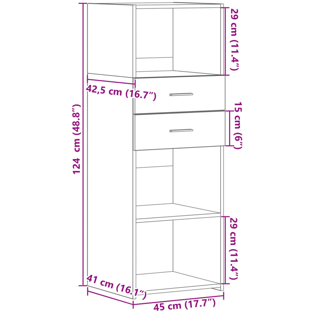 vidaXL 2 Drawer 3 Shelf Concrete Grey Highboard Image 9