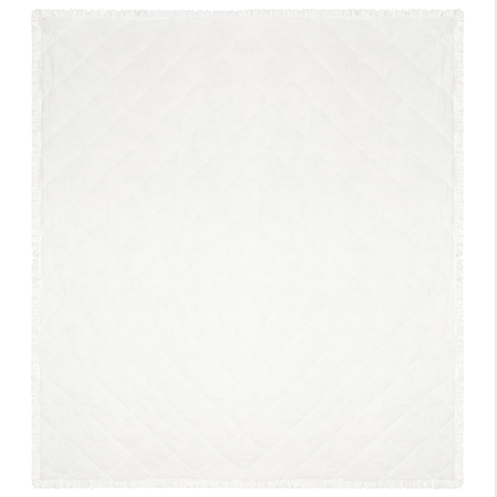 Wylder Hermoine Ivory Blue Nature Ruffled Cotton Bedspread 150 x 200cm Image 5