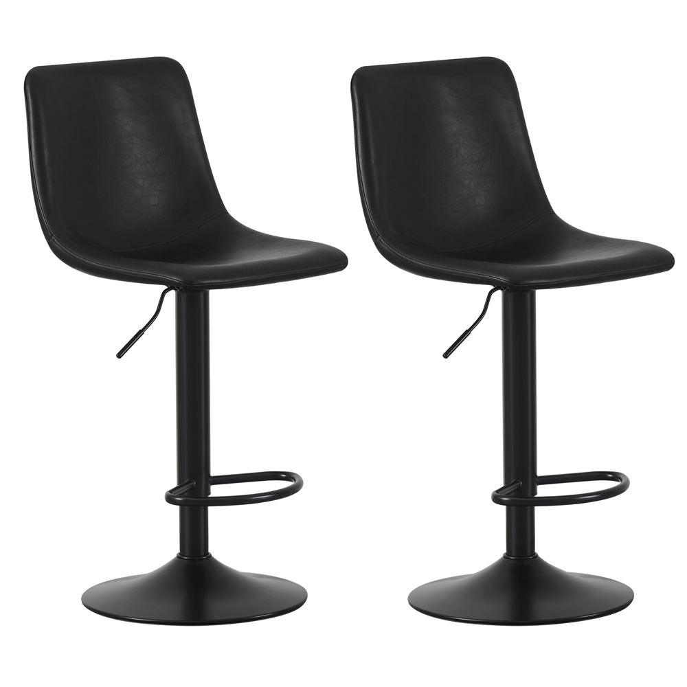Stefan Black Height Adjustable Bar Stool with Footrest Set of 2 Image 2